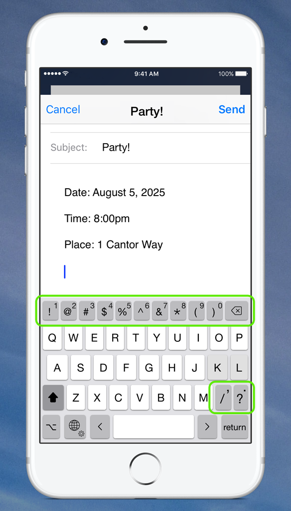Format email text using Typefinity punctuation keys.
