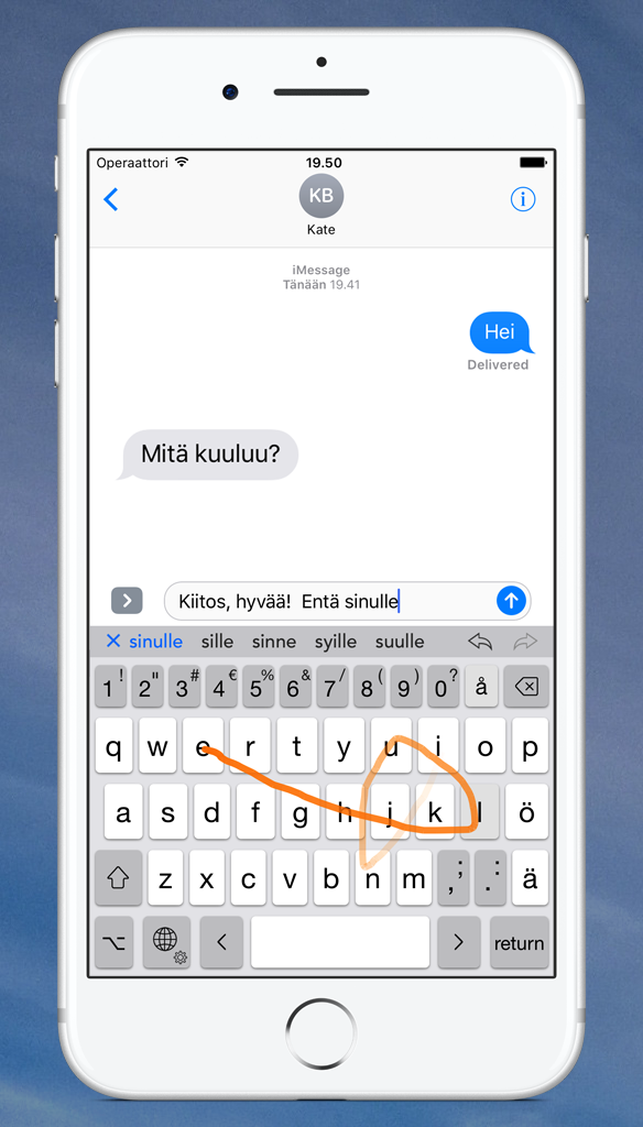 Typefinity makes texting a breeze with word-swipe input.